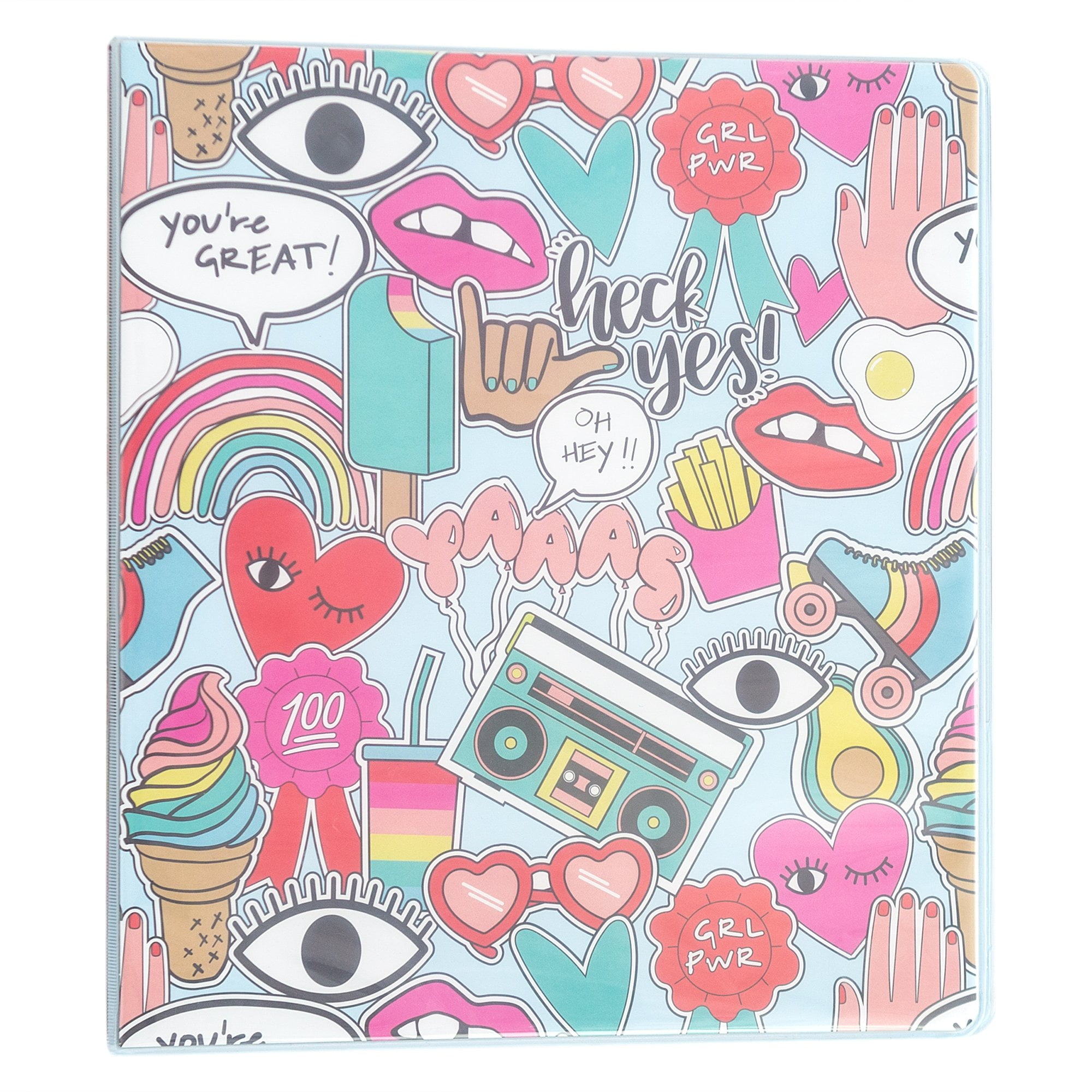 Yoobi, Binder, 1 inch, D Ring, Jumbo Doodle Multicolor