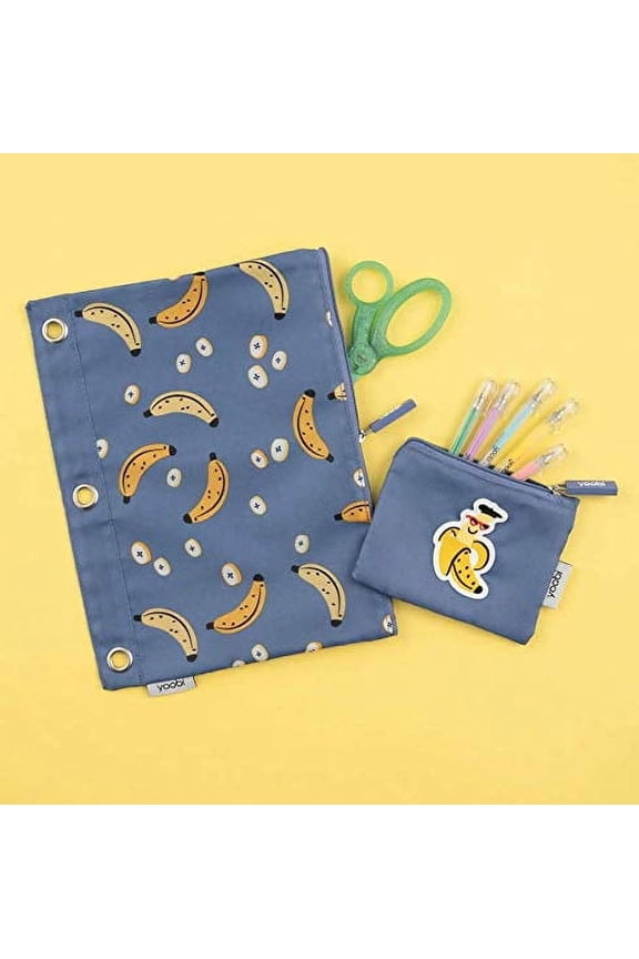 Binder Zip Pencil Case + Coin Purse - Deep Periwinkle/Bananas - Yoobi
