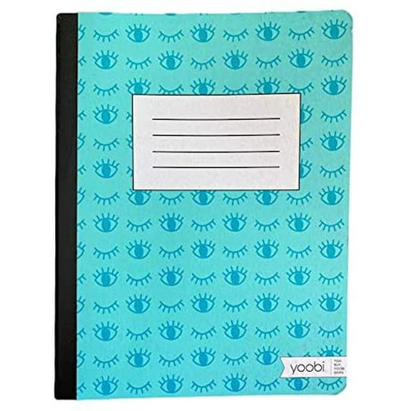 Yoobi Composition Book, College Ruled - Aqua Eyes Closed