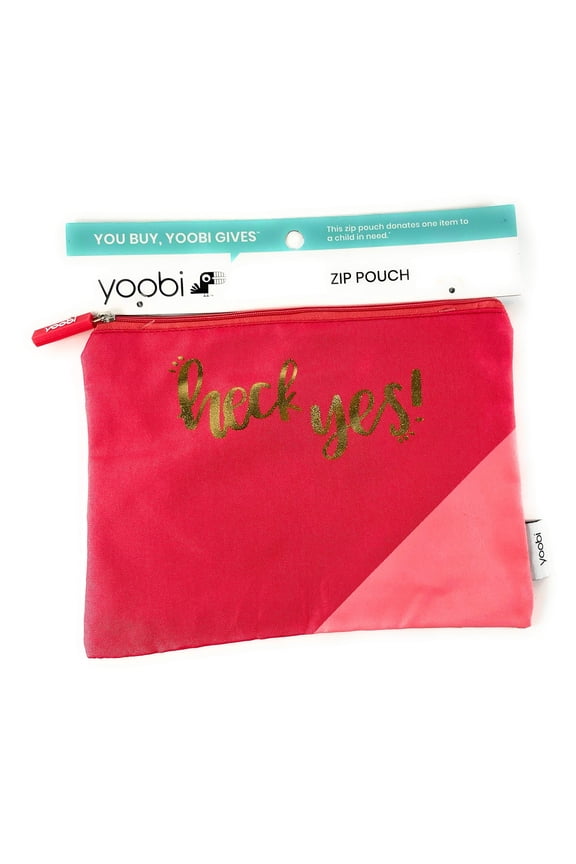 Yoobi Heck Yes! Zipper Pouch - Coral Pink (9" x 6")