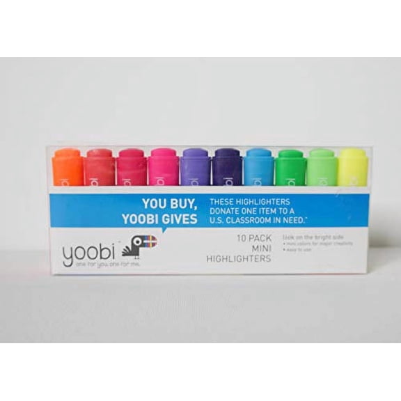 Yoobi Mini Highlighters 10-Pack Assorted Bright Colors