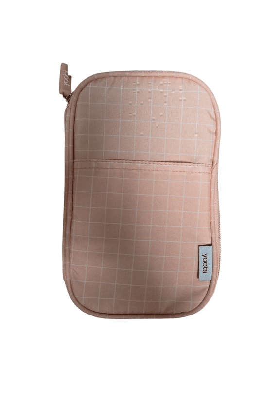 | Pencil Case with 2 Zipper Organizer | Blush Grid