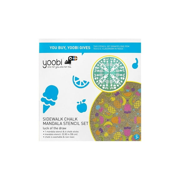 Yoobi Sidewalk Chalk Food Mandala Set with 1 Stencil and 6 Chalk pc - Multicolor (7pk)