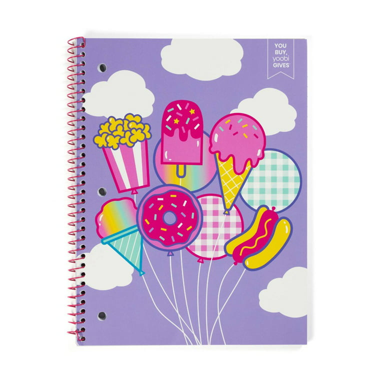 Yoobi Wide Ruled 1 Subject Spiral Notebook Lavender Treat Balloons