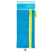 Yoobi Zipper Pouch with Mesh Pocket - Aqua Blue 10" x 5"