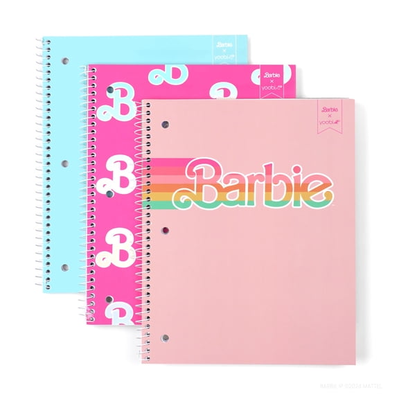 Yoobi x Barbie 1-Subject College Ruled Notebooks 3-Pack  100 Sheets