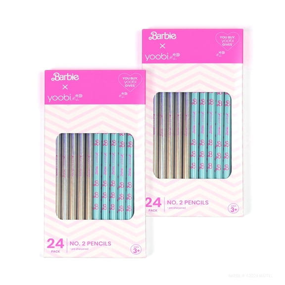 Yoobi X Barbie No. 2 Pencils 48-Pack Pre-Sharpened Round Barrel Pencils
