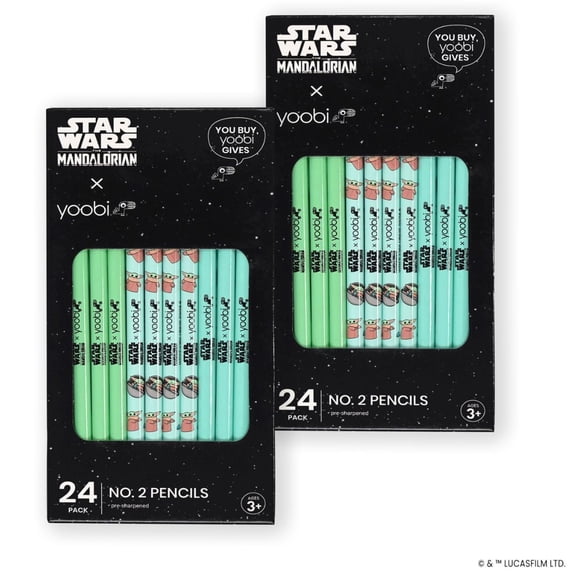 Yoobi X Star Wars Grogu No. 2 Pencils 48-Pack Pre-Sharpened Round Barrel Pencils