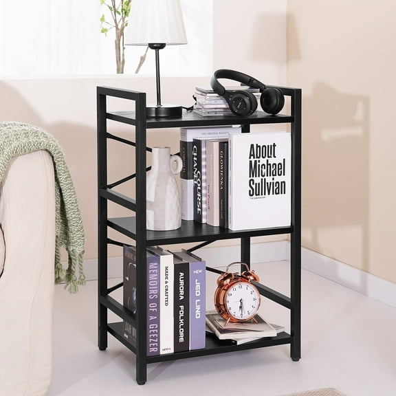 3 Tier Bookcase, Small Bookshelf Storage for Bedroom, Living Room, Office Home, Black