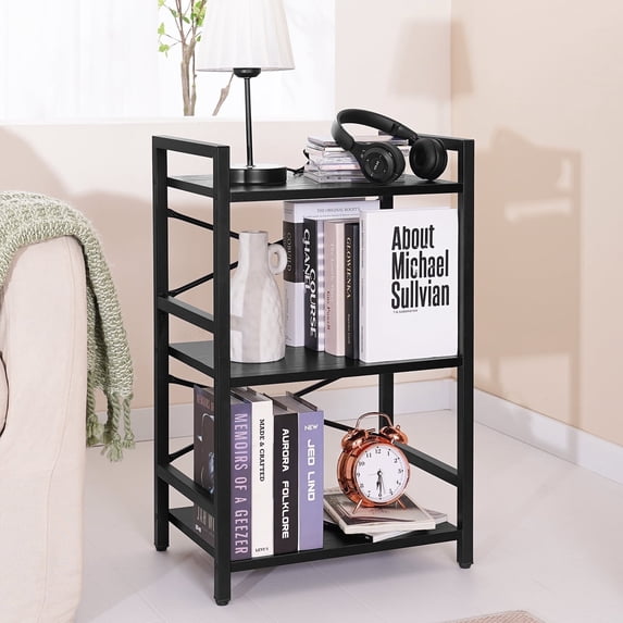 3 Tier Bookcase, Small Bookshelf Storage for Bedroom, Living Room, Office Home, Black