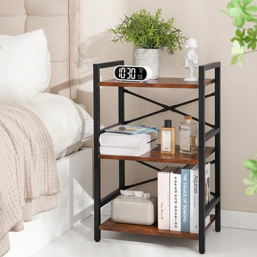 Yoobure 3 Tier Bookcase, Small Bookshelf Storage Organizer for Bedroom, Living Room, Office Home, Brown