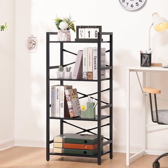 4 Tier Bookcase, Small Bookshelf Storage for Bedroom, Living Room, Office Home, Black