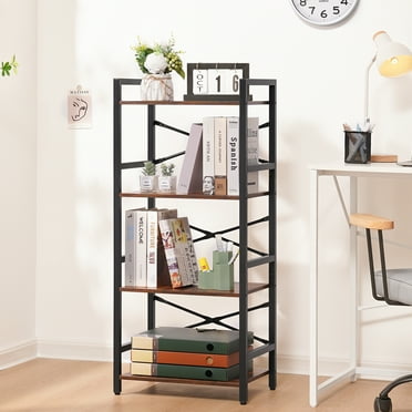 Yoobure 4 Tier Bookcase, Small Bookshelf Storage Organizer for Bedroom, Living Room, Office Home, Brown