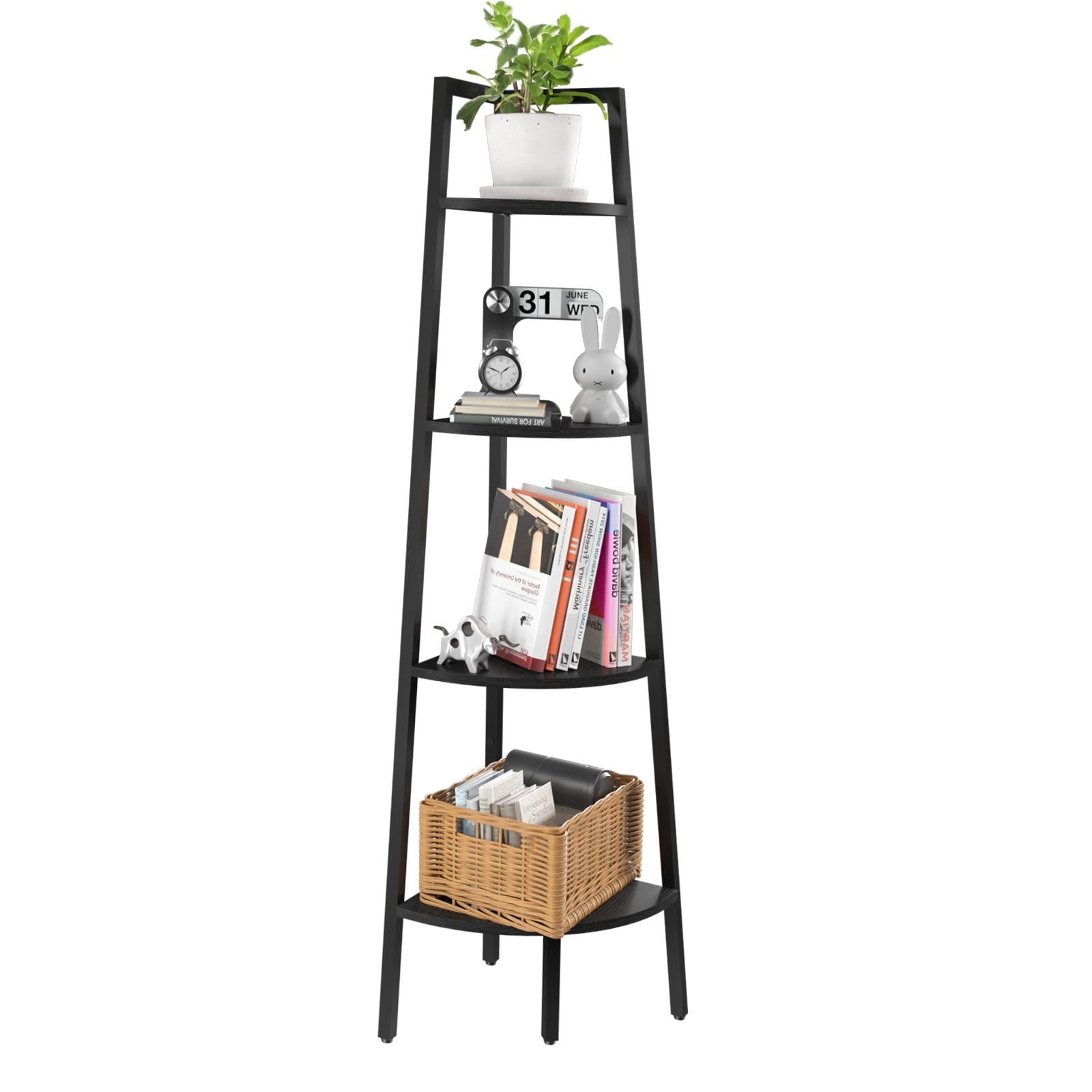 Yoobure Open Bedroom 4Tier Corner Shelf, Corner Bookshelf Bookcase & Display Shelf  (图1)
