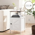 thumbnail image 1 of Farmhouse Wood NightStand with Charging Station & Adjustable LED,End Table with Storage Cabinet and Shelf, Bed Side Table with Barn Door for Bedroom Living Room, White, 1 of 10