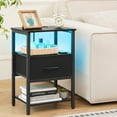 thumbnail image 1 of LED Night Stand with Charging Station, 3-Tier Wood Bedside Table for Bedroom Living Room,Black, 1 of 8