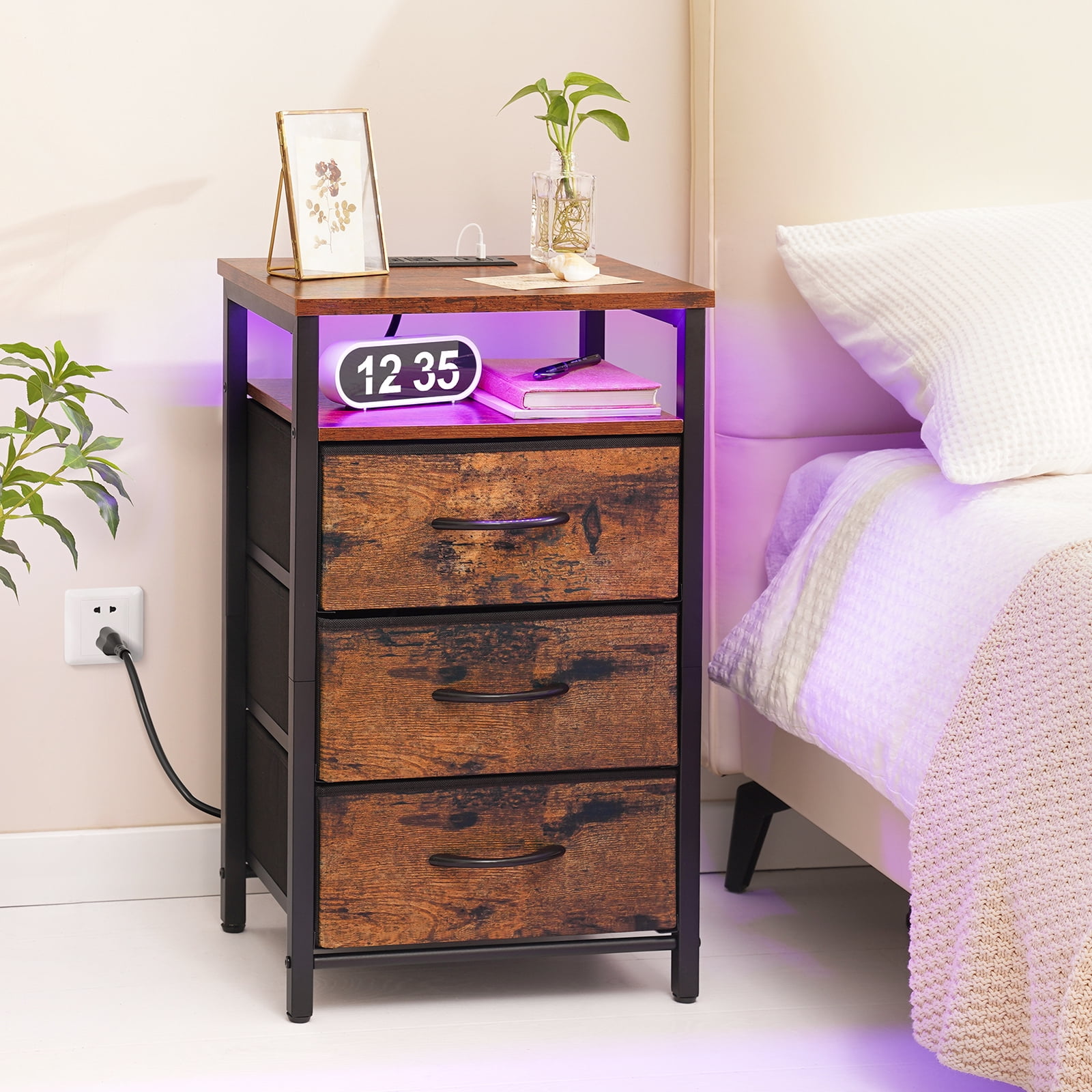 Small nightstand with usb deals