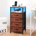 thumbnail image 1 of 4 Drawer Nightstand with Charging Station, Bedside Table with LED and Storage Shelf, Small Dresser for Bedroom Living Room and Dorm, Brown, 1 of 9