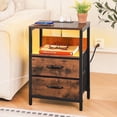 thumbnail image 1 of Nightstand with Charging Station, Small Night Stand Fabric Drawers and Storage Shelf for Bedrooms, Nightstands Spaces, Bedside Table USB Ports & Outlets, Brown, 1 of 9