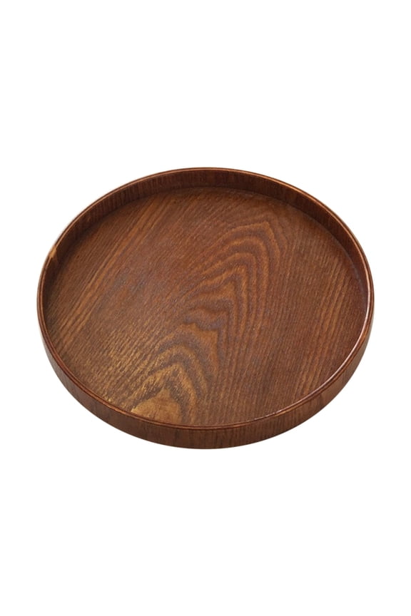 1Pc Round Wood Tray, Wooden Decorative Serving Tray for Coffee Table and Home Decor, Wooden Appetizer Charcuterie Board for Kitchen Countertop (9.4 inch)