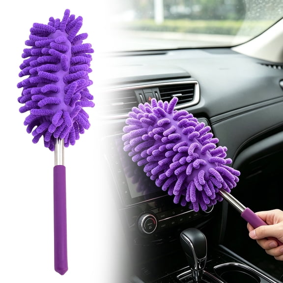 Yooci 3 Pack Extendable Microfiber Hand Duster with Stainless Steel Pole Purple