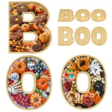2 Piece Halloween Charcuterie Board Set - Wicked Themed Wooden Serving Platters For Party Snacks & Appetizers