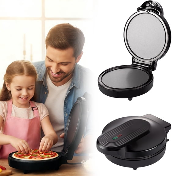 Yooci Bread Machine - Black Electric Egg Roll Maker (28*20*10cm), Non-Stick Double Egg Cooker with Status Light, Compact Design for Quick Breakfast/Snacks