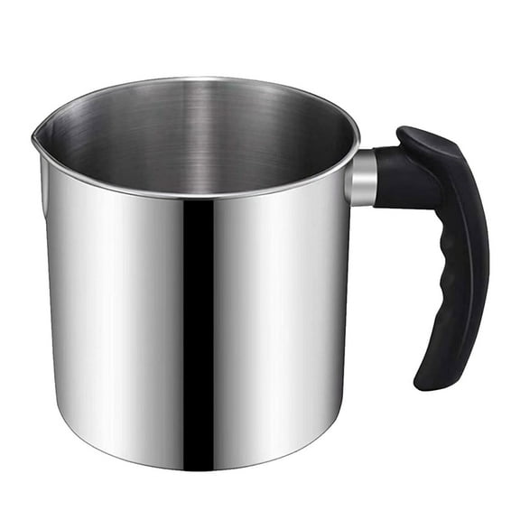 Yooci Candle Making Pouring Pot, 45oz Double Boiler Wax Melting Pot, 304 Stainless Steel Candle Making Pitcher, Silver Color with Heat-Resistant Handle and Dripless Pouring Spout Design