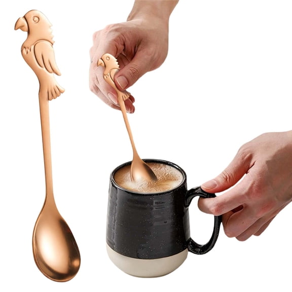 Yooci Creative Parrot-shaped Spoon C for Coffee Mug on Afternoon Tea Table, Fun and Durable Stainless Steel Utensil with 3D Parrot Handle