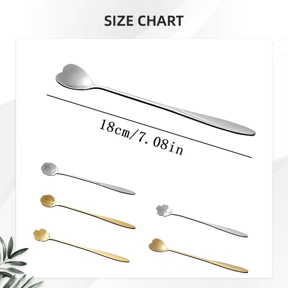 Yooci Decorative Long-Handle Spoon – Stainless Steel Stirrer with Floral & Heart Designs