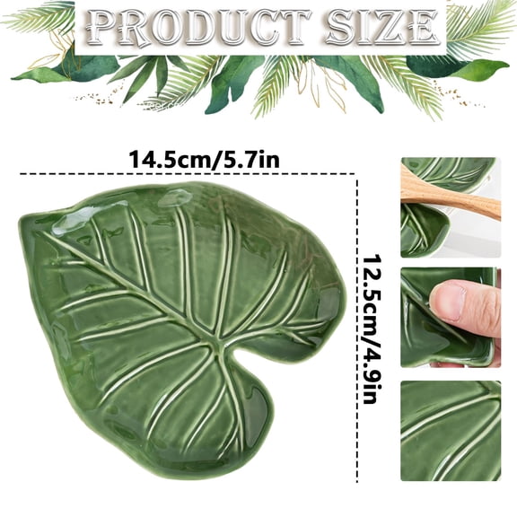 Yooci Ceramic Spoon Rest for Kitchen Countertop - 1 Piece, Realistic Taro Leaf Shape Ladle Holder