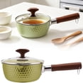 thumbnail image 1 of Yooci Gold Pure Titanium Hammered Saucepan 18x14cm, Healthy Coating-Free Non-Stick Pan with Tempered Glass Lid & Dual Spouts for Ramen, Sauces and Vegetables, 1 of 7