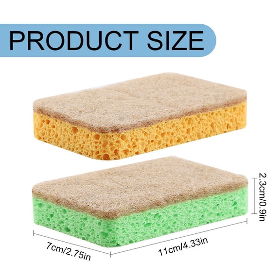 Yooci Green Scrubber Sponge for Dishwashing – 2-in-1 Cellulose Sponge with Non-Scratch Scouring Pad
