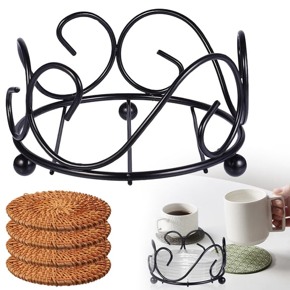 Yooci Modern Metal Coaster Holder Organizer for Table Decor and Drink Racks Home Accessory