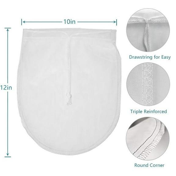 Yooci Nut Bag Reusable 12" X 10" Cheesecloth Bags For Straining Almond/Soy Greek Yogurt Strainer Nut Bag For Cold Brew Coffee Tea Beer Juice Nylon Mesh Cheese Cloth