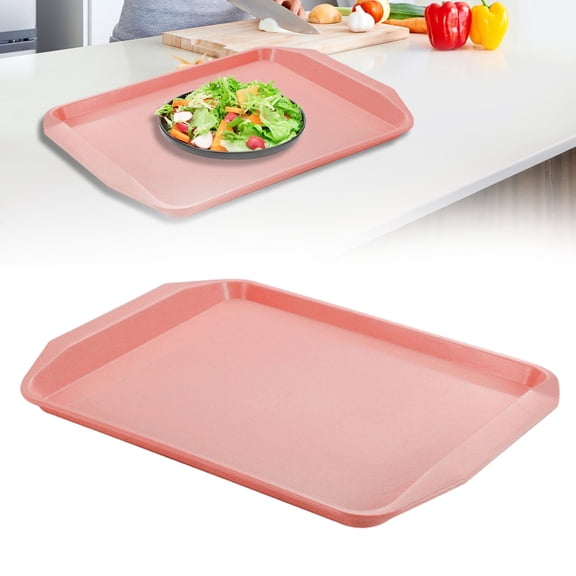 Yooci Rectangular Plastic Serving Tray Large Food Snack Platter 43.5x30cm Pink