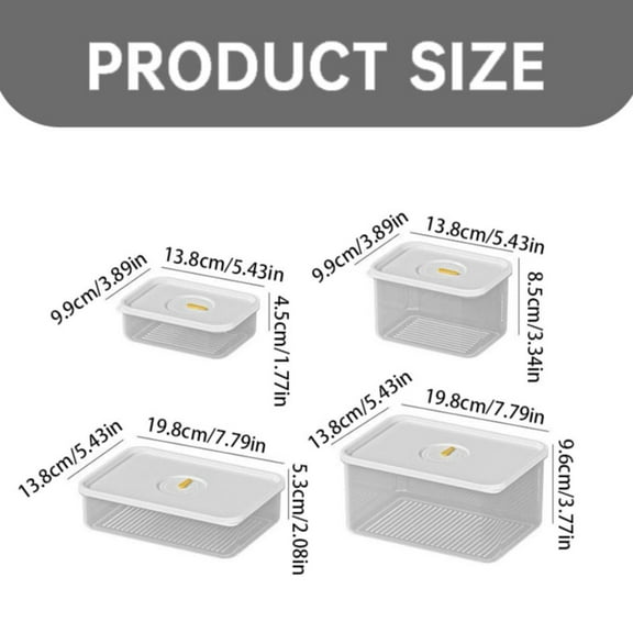 Yooci Small Low-Profile 370ml Refrigerator Fresh-Keeping Storage Box – White Plastic Container with Transparent Lid