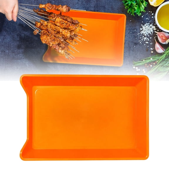 Yooci Small Rectangular Plastic Serving Tray Durable Food Snack Platter 24.3x17.3x3.3cm Orange
