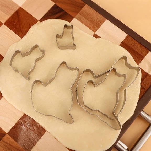 Yooci Stainless Steel Cookie Cutter and Cake Mold Set, 5-Piece Multipurpose Graduate Sized Metal Geometric Templates for Candy, Pastry, Dough and Vegetables