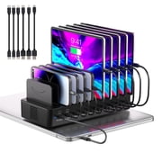 Yoodarmx 10-Port USB Charging Station, 620W PD3.1 Fast Charging Hub with Dual 140W USB-C, 6 Cables & Adjustable Dividers, for Laptop & MacBook