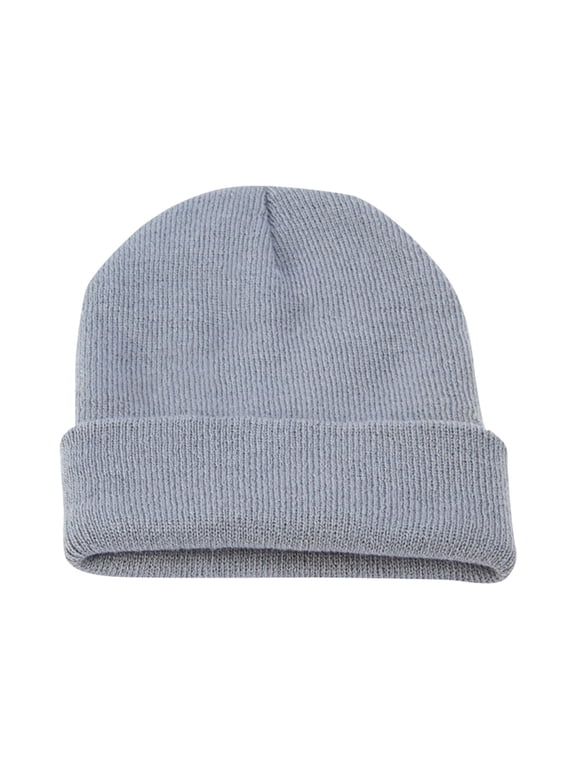 Beanie Unisex Knitted Hat Autumn and Winter Couple Simple Pullover Hat Gray One Size