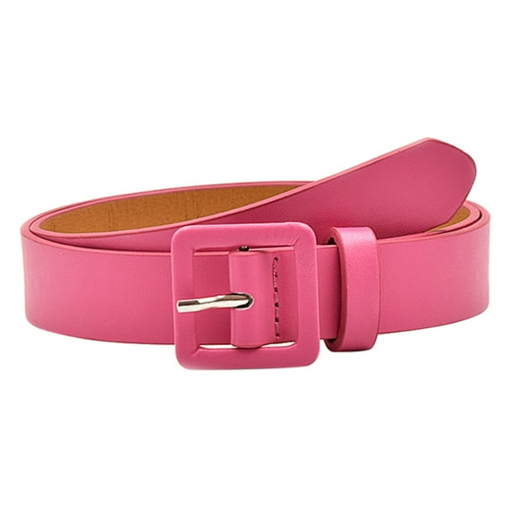 Yoodem Belt Faux Leather Women's Belt Women's Fashion Solid Color Small Square Button Versatile Decorative Jeans Clothing Accessories Belt Hot Pink One Size