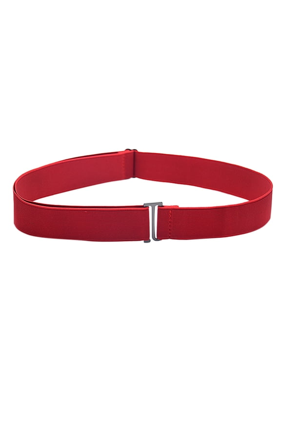 Belt Women Belt Elastic Stretch Waist Belt with Flat Buckle Red One Size