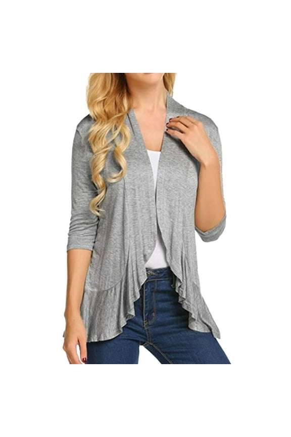 Cardigan Sweaters for Women Long Cardigans for Women Trendy Womens Beach Kimono Cover Up Sheer Chiffon Cover Ups Casual Loose Open Front Cardigan Tops Womens Cardigan Gray XL