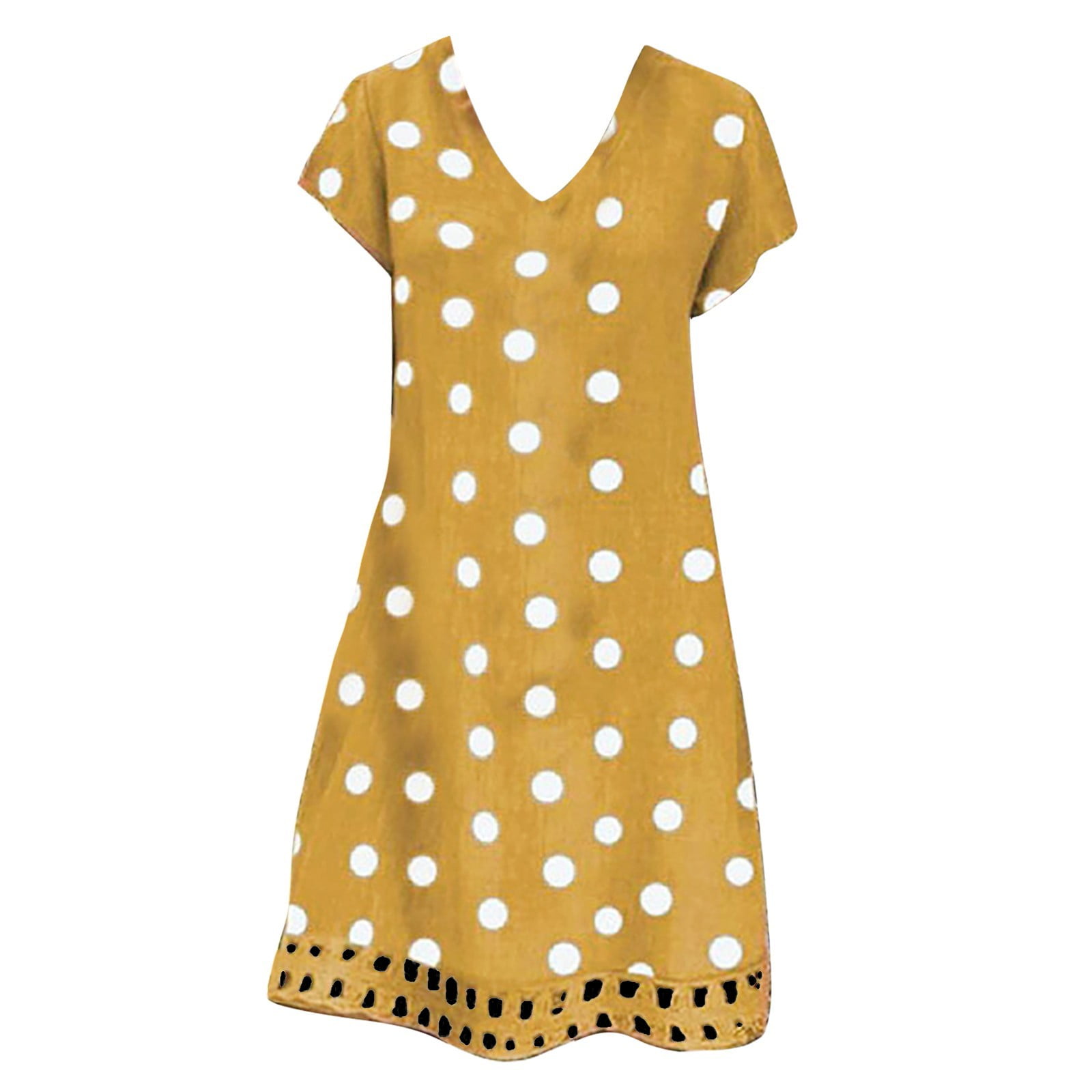 Yoodem Dresses Women Holiday Dresses for Women Spring/summer Printed Short Sleeve Women's Casual Dress Party Dresses for Women Yellow L