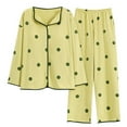thumbnail image 1 of Yoodem Girls Pajamas Women's Pajama Sets Women's Petite Pajama Set Petite Length Tunic Top Wide Leg Pants Nightgowns for Women Yellow L, 1 of 9