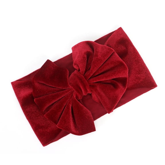 Yoodem Hair Accessories Baby Cute Solid Velvet Big Bow Children Headwrap Elastic Kids Headband Wine One Size