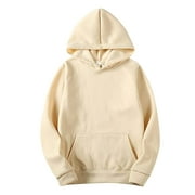 Yoodem Hoodie Hoodies for Men Winter Jackets for Men and Women Blouse Shirt Hooded Sweater Solid Color Sweater Top Men's Fashion Hoodies & Sweatshirts Beige L