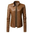 thumbnail image 1 of Yoodem Leather Jacket Women Womens Winter Jacket Womens Long Sleeve Leather Jacket Motorcycle Leather Jacket Pu Leather Jacket Fashion Womens Jacket Coat Leather Jacket Brown M, 1 of 4