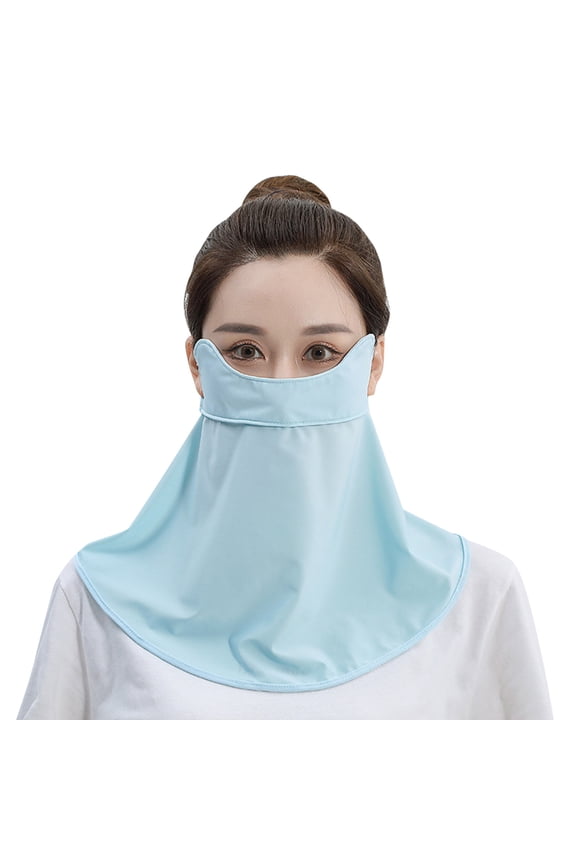Mask Womens Summer Driving Neck Guard Sunshade Face Kini Breathable Ice Silk Sunscreen Mask Protective Scarf Blue One Size